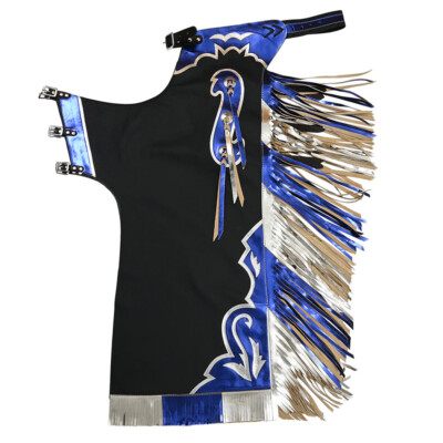Premium Black Leather Rodeo Chaps for Men - Bronc Riding Show Chaps with Fringes