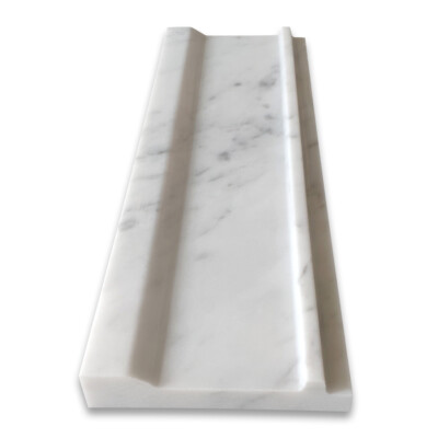 C03P Carrara White Marble 4x12 Plaza Trim Molding Baseboard Edging Polished