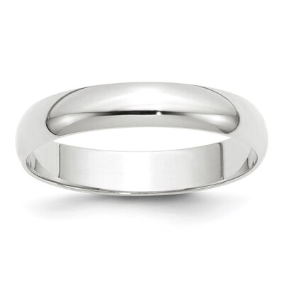 14k White Gold 4mm Round Wedding Band Ring for Women Men