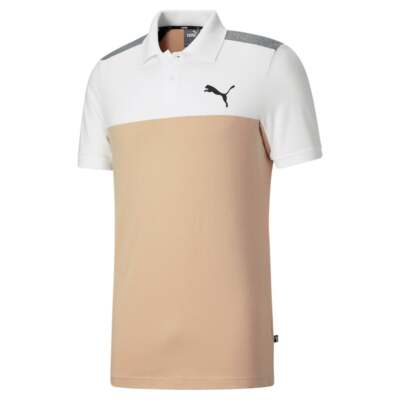 

Рубашка поло с коротким рукавом Puma Ess+ Block мужская бежевая повседневная 67055667, Бежевый, Puma Ess+ Block Short Sleeve Polo Shirt