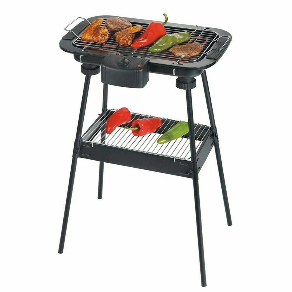 Barbecue Elettrico Grill Piastra Bistecchiera 2200w Bbq Con Ripiano Hm-5978