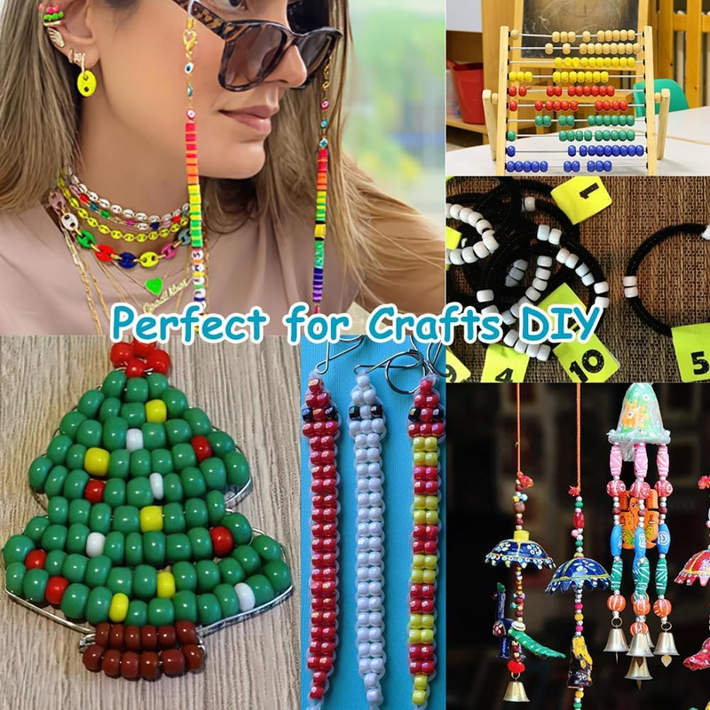 Pony Beads 1100 Pcs Beads for Jewelry Bracelets Making Bracelet Beads Plastic Be