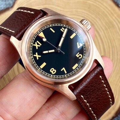 CUSN8 solid Bronze 36mm Tandorio Black California Dial NH35 Automatic Mens Watch