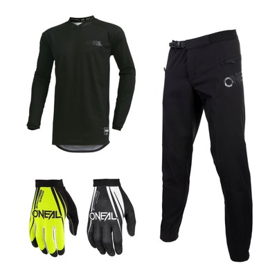 Oneal Trailfinder mountain bike set kit MTB trousers with shirt jersey black