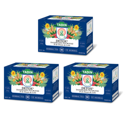 Tadin Dandelion Root Detox Tea Blend. Caffeine Free. 24 Bags. 1.19 oz. Pack of 3