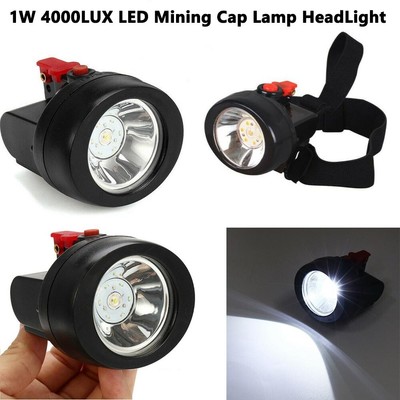 1W Miner Torch Cordless Light 4000Lx LED Head Hunt Safty Mining Cap Lamp