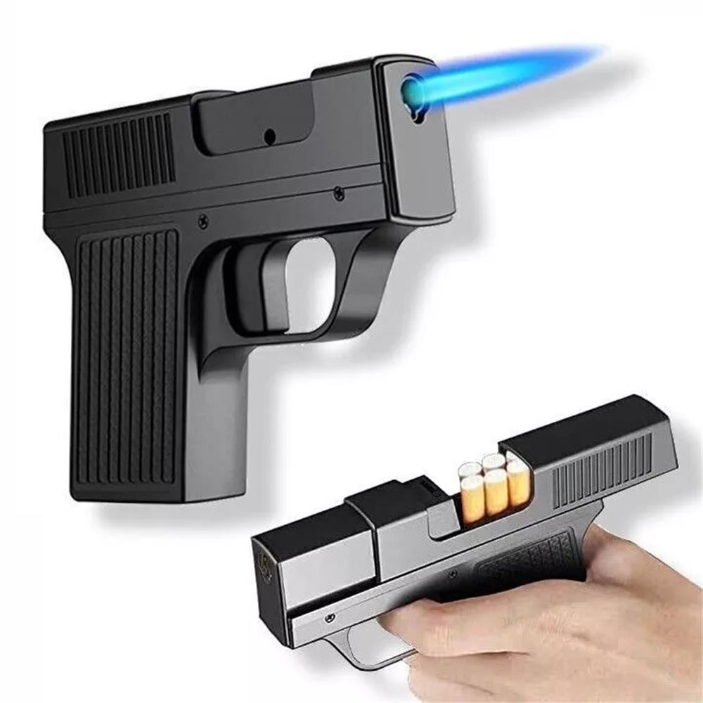 CIGARETTE STORAGE Jet Flame Lighter Gun/Pistol Cigar Case Gift Butane Pipe  BBQ