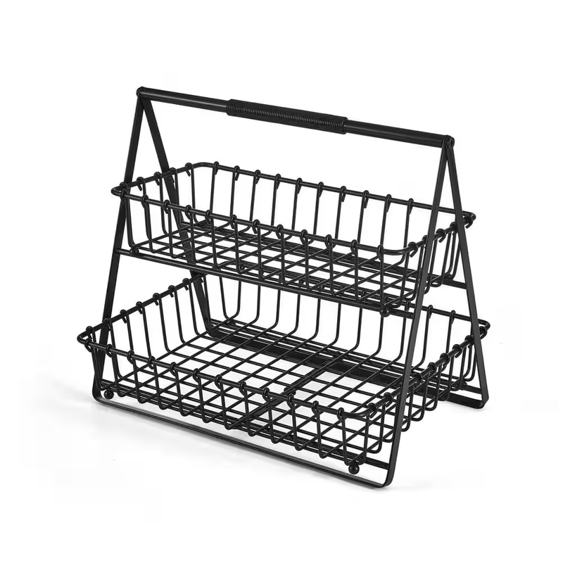 Gourmet Basics Flax Black Metal 2-Tier Basket