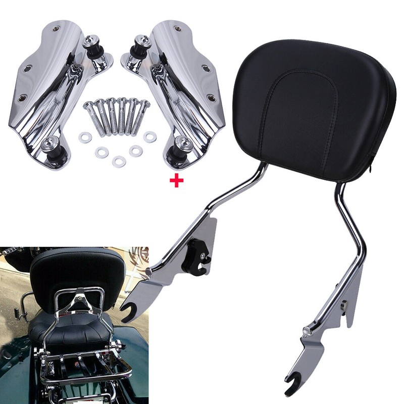 Htt Chrome Detachable Backrest Sissy Bar with Luggage Rack for Harley Davidson Touring 2009-2016 Electra Glide Road Glide Road King Street Glide