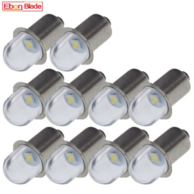 10 x White P13.5S LED Upgrade Bulb For Flashlight Torch Lamp 3V 4.5V 6V 12V 18V