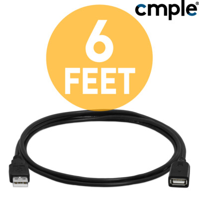 2 Pack USB Extension Cable Lead A Male Plug to Female Socket Cord Extender LOT
