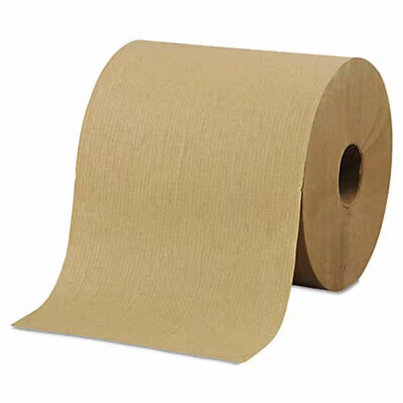 Hardwound Paper Towels 8x300ft 1 Ply Brown Kraft Roll 12 Pk Commercial Bathroom