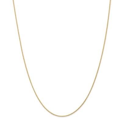 Pre-owned Superdealsforeverything Real 14kt Yellow Gold 24 Inch 1mm Round Parisian Wheat With Lobster Clasp Chain