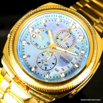 Pre-owned Invicta Reserve Russian Diver Diamond Gold Plated Platinum Mop 52mm Watch