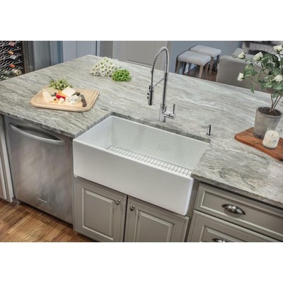 Kitchen Sink Grid, Strainer Farmhouse Apron Front Fireclay Single Bowl White 33"
