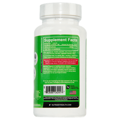 NutraKey - CAFFEINE - 100 Capsules