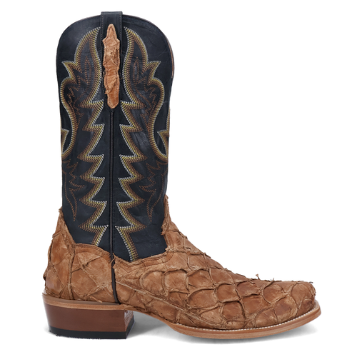 Dan Post Boots Riggs Pirarucu Embroidered Square Toe Cowboy  Mens Black, Brown D