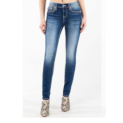 

Женские джинсы скинни Miss Me бирюзового цвета с крылышками, Dark wash