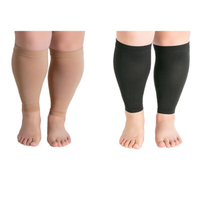 2Pairs Calf Knee 15-20mmHg Compression Socks for Running,Nurses Plus Size Sleeve