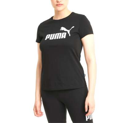 

Puma Ess Logo Футболка с круглым вырезом и короткими рукавами Женские черные повседневные топы 58629501, Черный