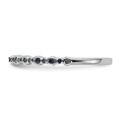 Pre-owned Diamond2deal 14k White Gold 1/10 Carat Blue Diamond Band Ring Fine Jewelry