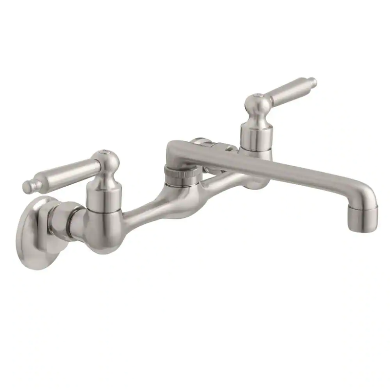 Kitchen Faucet Wall Mount Decorative Stainless Steel Low-Arc Dual Temperature