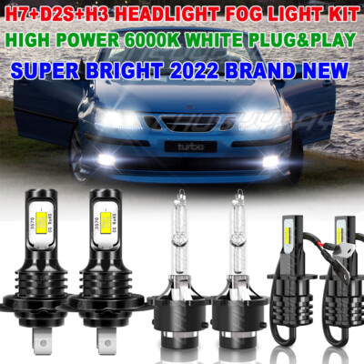 For 2004-2007 Saab 9-3 HID/LED Headlight Bulbs High Low Beam Fog Light Kit