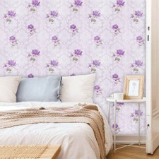 Purple Wallpaper Gloss Peel and Stick Flower Contact Paper ...
