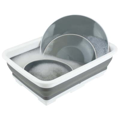 Collapsible Silicone Multi-Purpose Storage Washing Basin, Grey