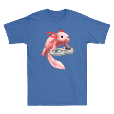 Axolotl Fish Playing Video Game White-Axolotl Lizard Gamer Novelty Men's T-Shirt
