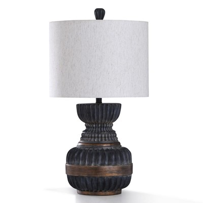 StyleCraft Table Lamp 31'' x 16'' Bedside Antique Bronze Metal Ribbed Fadded Ebony