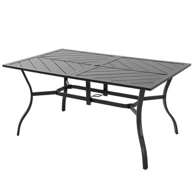 Nuu Garden Patio Dining Tables 29.13''Hx60.63''W= Rectangle Powder-Coated Iron