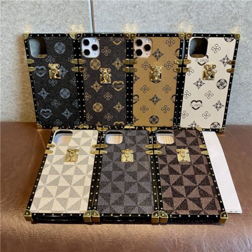 For iPhone 14 Pro Max 13 11 12 XS XR Luxury Pattern Leather Square