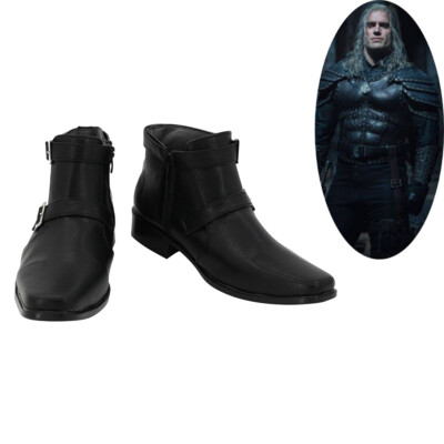 The Witcher 3 Geralt of Rivia Shoes Cosplay Men Black Boots Ver1