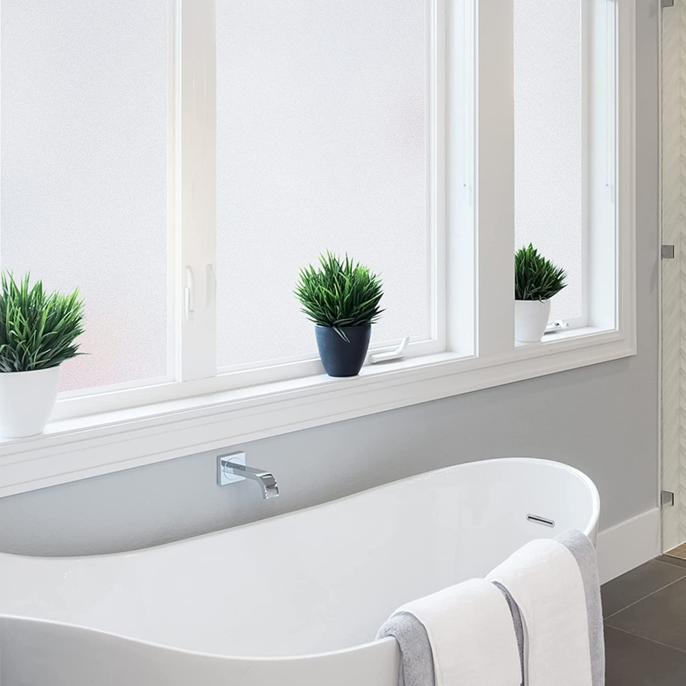 rabbitgoo Frosted Privacy Opaque Window Film Non-adhesive White Glass Sticker