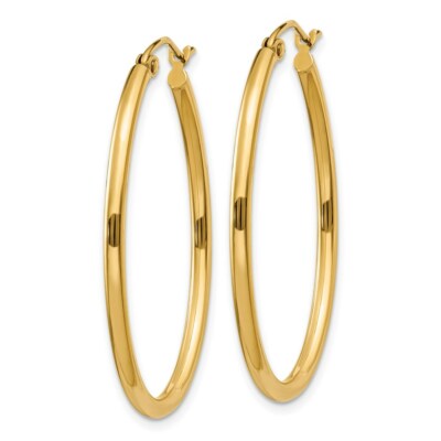 Pre-owned Skyjewelers Real 14kt Yellow Gold Oval Polished Hoop Earring