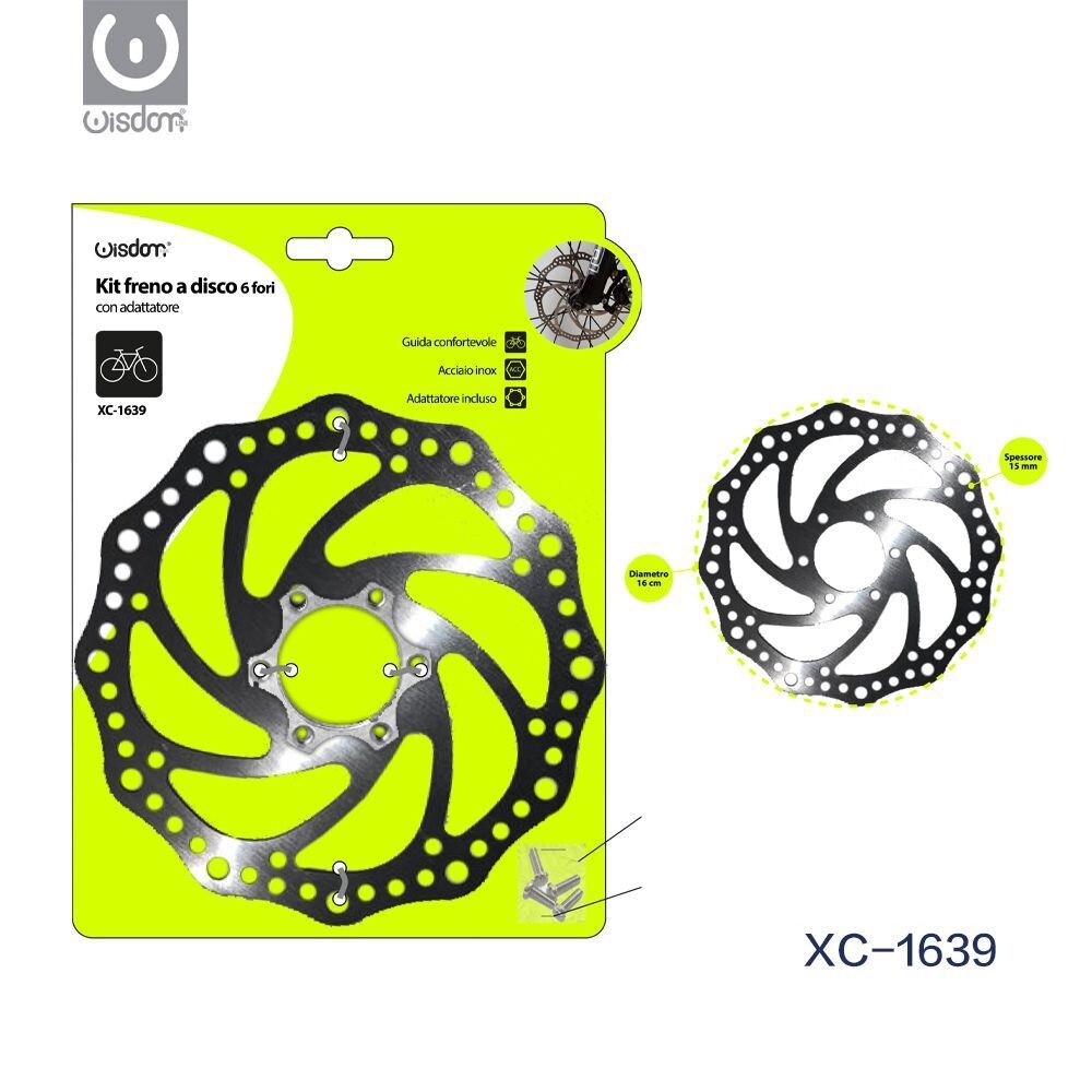 Freno A Disco A 6 Fori Con Adattatore Diametro 16cm Bici Bicicletta Xc-1639 wis