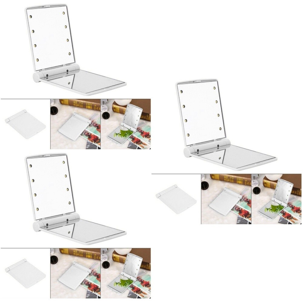 3 stücke LED Beleuchtet Make-up Spiegel Tragbare Kompakte 8-LED Kosmetische