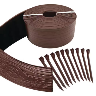 Terrace Board 4 in. x 40 ft. Brown Landscape Edging with Stakes NEW
