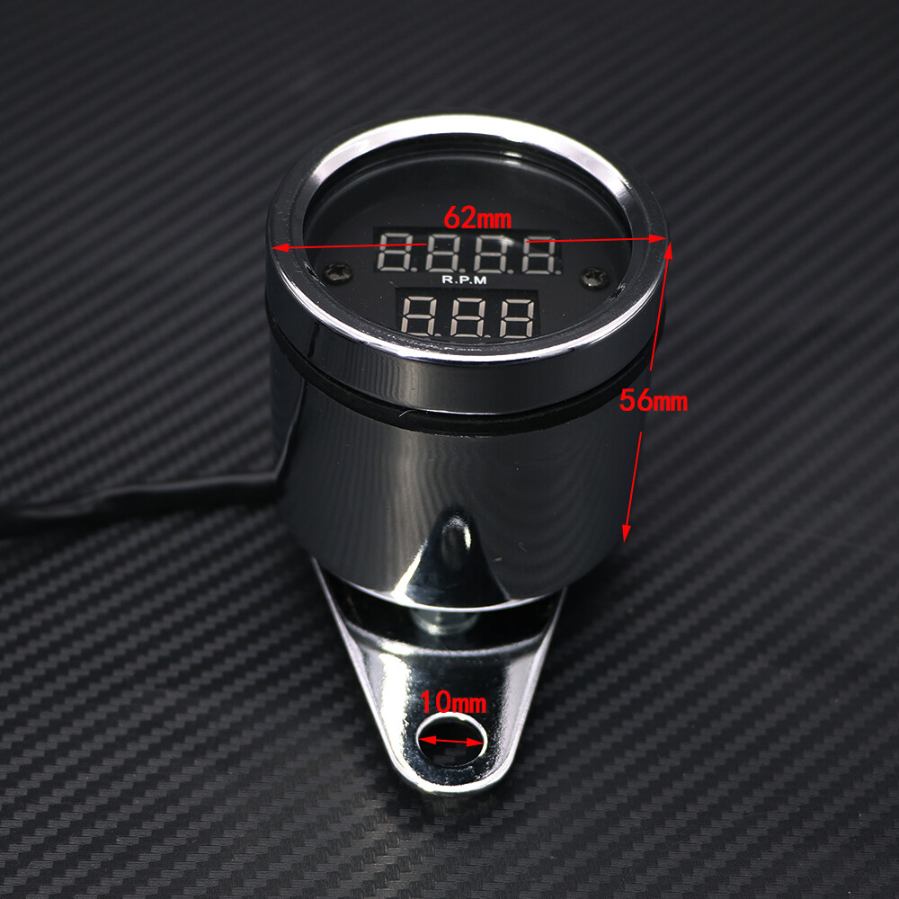 Chrome Universal Metal Motorcycle Tachometer Digital Voltmeter Gauge