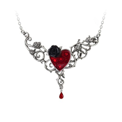Alchemy Gothic The Blood Rose Heart Pendant Necklace Pewter Victorian Witch Love