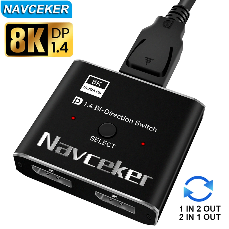 2023 Displayport 1.4 Switch 8K Displayport Bi-direction splitter switcher Displa