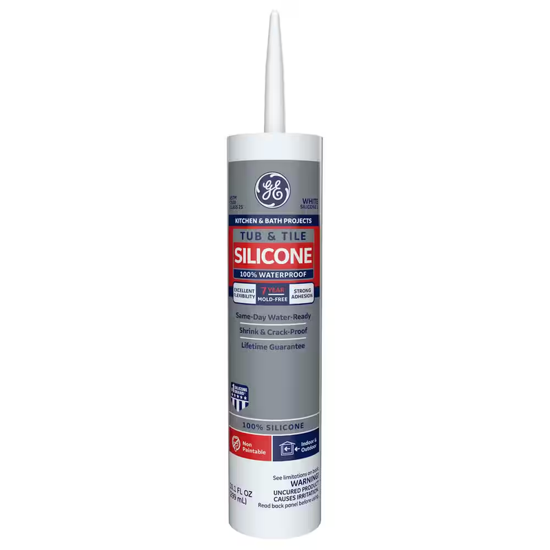 Tub and Tile Silicone 1 Caulk 10.1 Oz Kitchen and Bath Sealant White