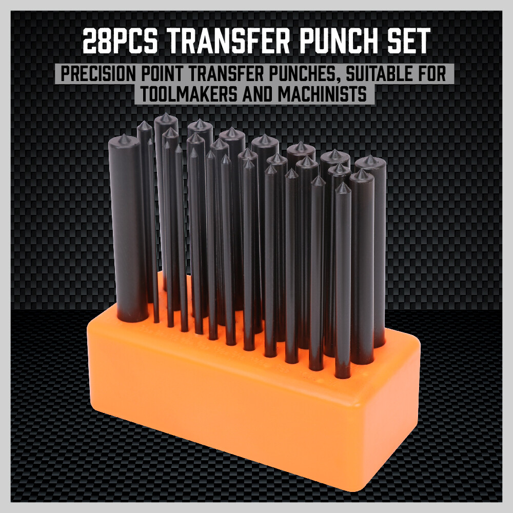 28Piece Center Transfer Punches Machinists Tool Punch Stand Heat