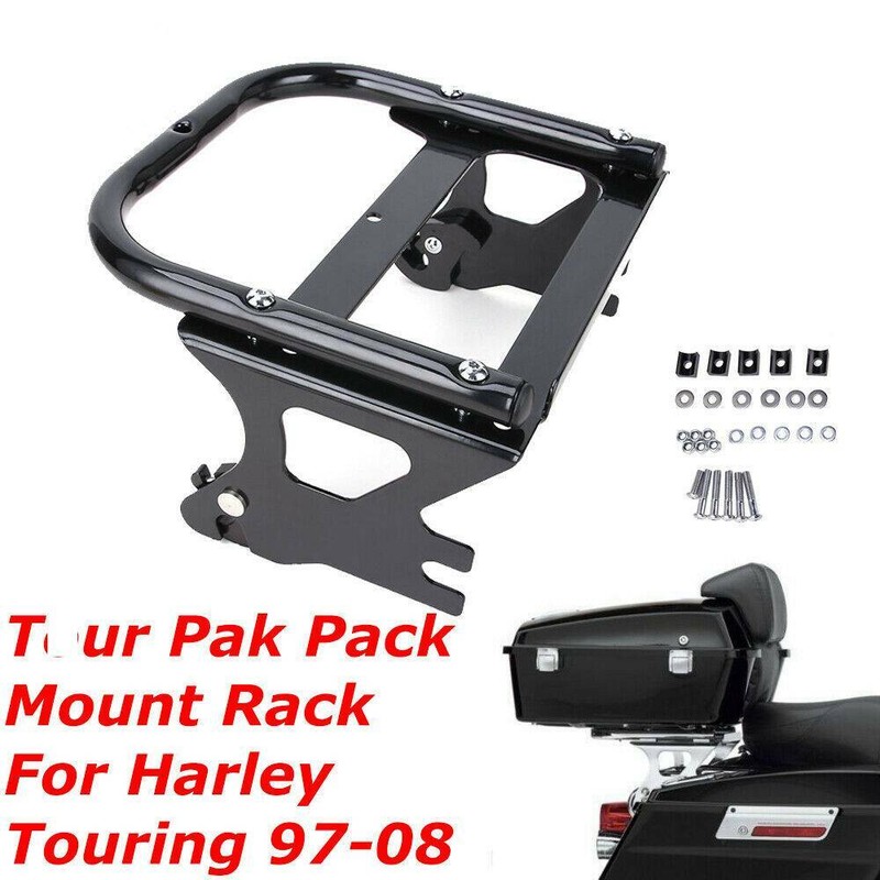 Detachable Twoup Tour Pack Mount Rack For Harley 9708 w/ docking
