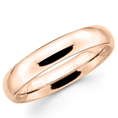 14K Solid Rose Gold 4mm Plain Men's and Women's Wedding Band Ring