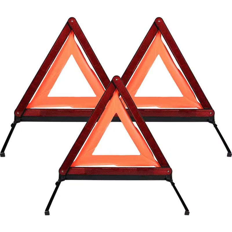 Reflective Safety Warning Triangles Emergency Roadside Kit Collapsible 3Pack DOT