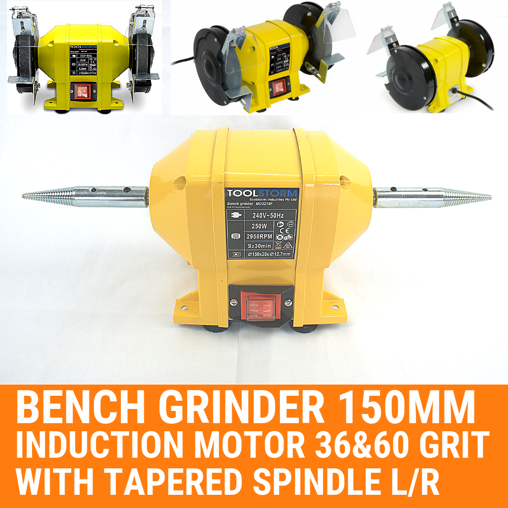 BENCH GRINDER 150MM INDUCTION HEAVY DUTY SHARPEN POLISHER & TAPERED
