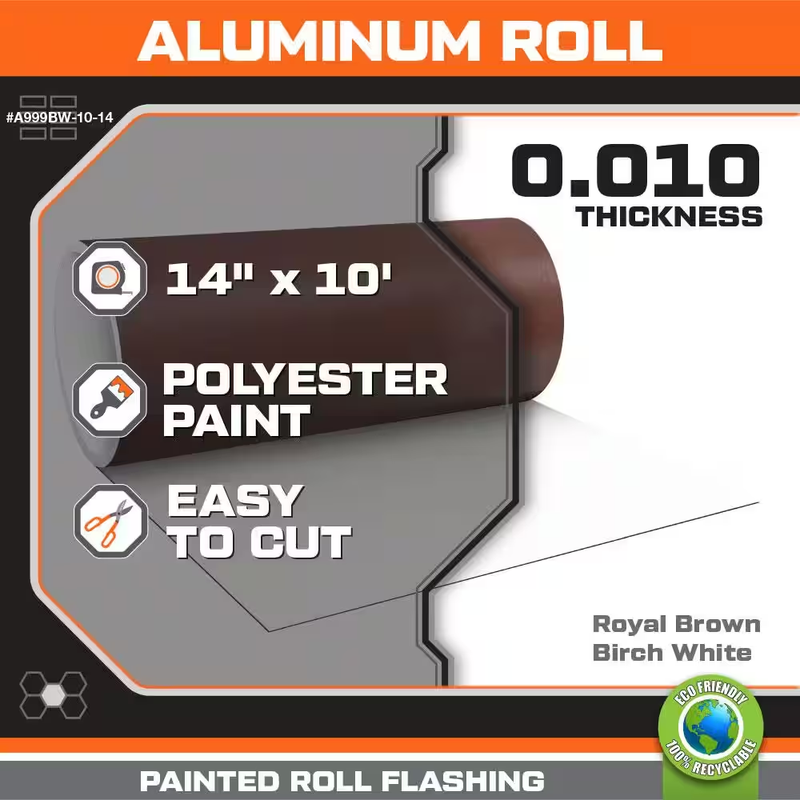 14 In. X 10 Ft. Brown/White Aluminum Roll Valley Flashing