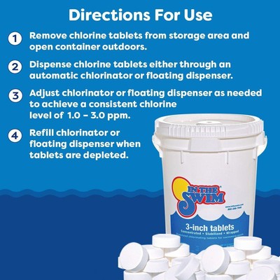 In The Swim 3 Inch Stabilized Chlorine Tablets for Sanitizing Swimming Pools -